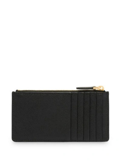 Shop Prada Saffiano Logo Plaque Wallet In Black