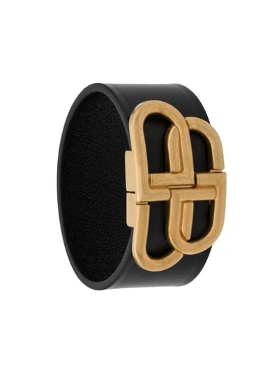 Shop Balenciaga Bb Buckle Bracelet In Black