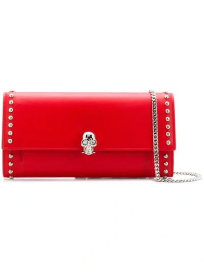 Shop Alexander Mcqueen Studded Leather Wallet - Red