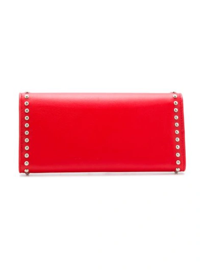 Shop Alexander Mcqueen Studded Leather Wallet - Red