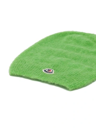 Shop Moncler Knitted Beanie In 803 Green