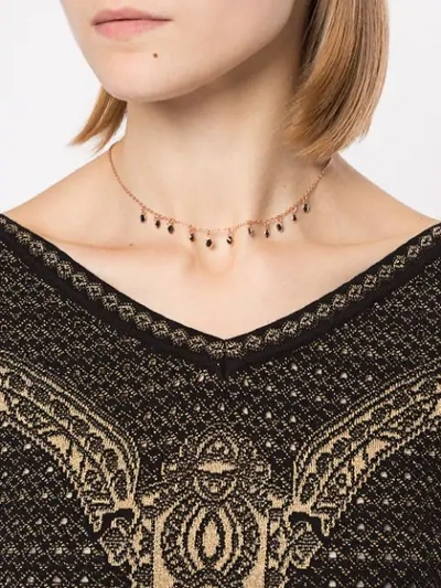 Shop Maha Lozi Fire And Rain Necklace In Black Stones On Rose