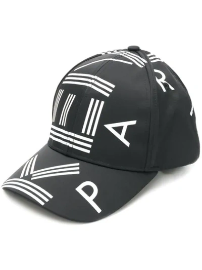 Shop Kenzo Logo Print Baseball Cap In Black