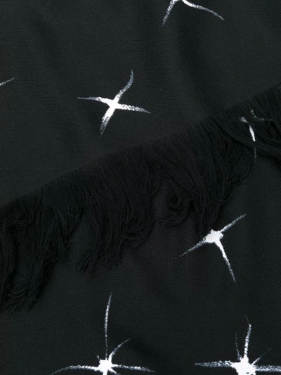 Shop Saint Laurent Embroidered Frayed Scarf In Black