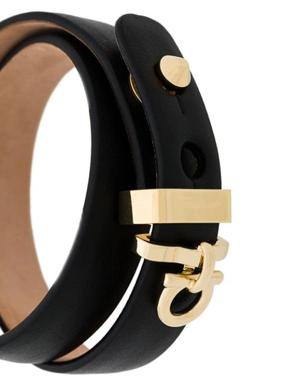 Shop Ferragamo Gancini Adjustable Bracelet In Black