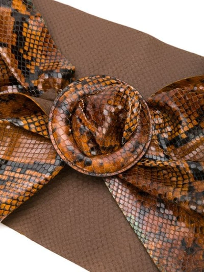 Shop Attico Wide Snakeskin-effect Belt In Brown
