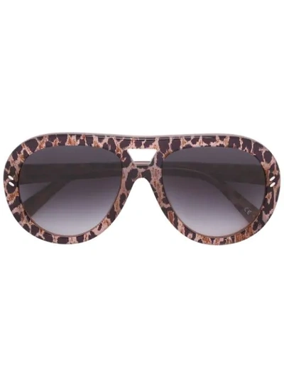 Shop Stella Mccartney Eyewear Rounded Aviator Sunglasses - Brown