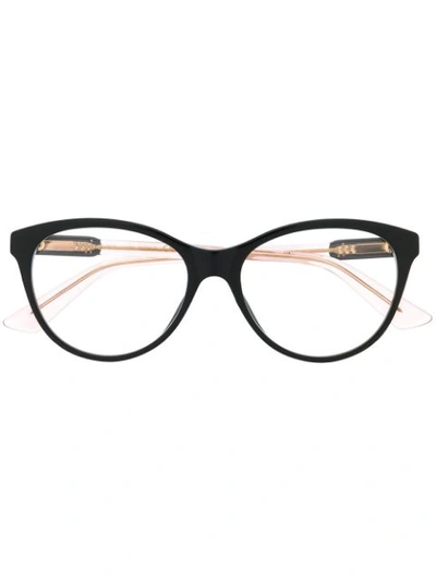 Shop Gucci Oval Frame Glasses In Black