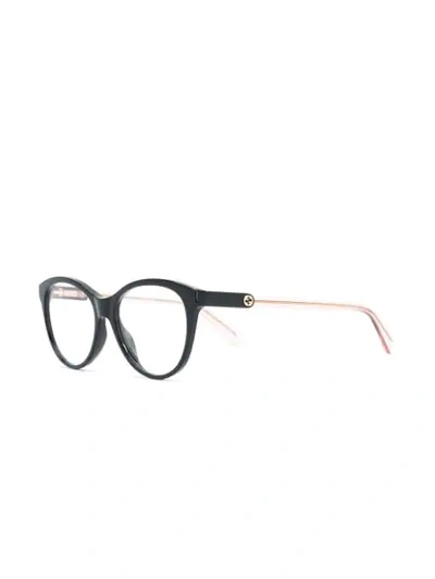 GUCCI EYEWEAR OVAL FRAME GLASSES - 黑色