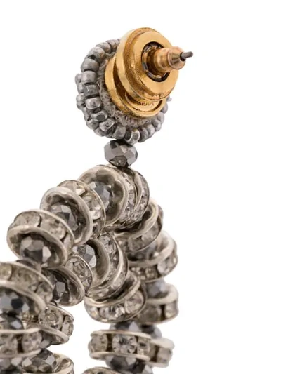 Shop Oscar De La Renta Crystal Beaded Hoop Earrings In Silver