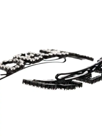 BLACK DELETE CRYSTAL-EMBELLISHED HAIR PINS