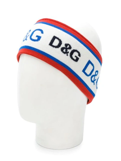 Shop Dolce & Gabbana D&g Knitted Headband In White