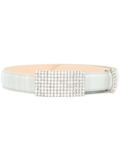 Shop Alessandra Rich Crystal Embellished Belt In White