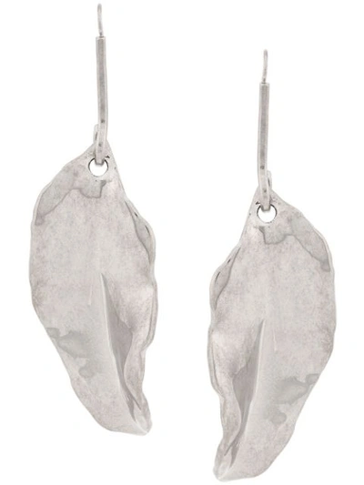 Shop Marni Leaf Earrings In Silver