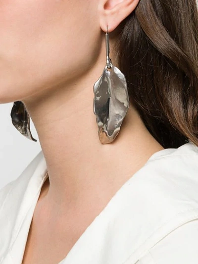 Shop Marni Leaf Earrings In Silver
