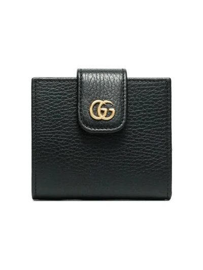 Shop Gucci Black Marmont Flat Leather Wallet