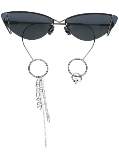 Shop Justine Clenquet Michael Embellished Sunglasses In Black