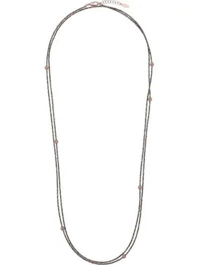 Shop Brunello Cucinelli Double Strand Necklace In Grey