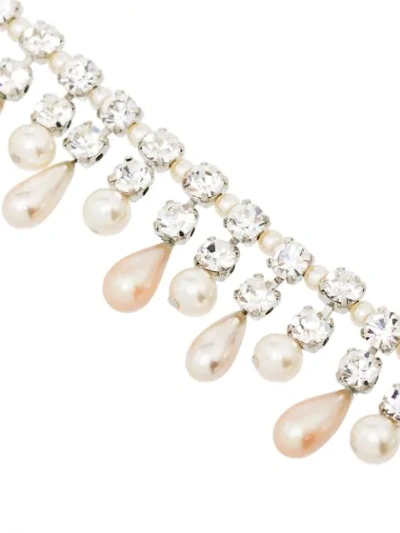 Shop Alessandra Rich Pearl Drop Crystal Necklace In White