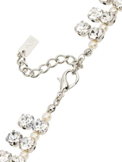 Shop Alessandra Rich Pearl Drop Crystal Necklace In White