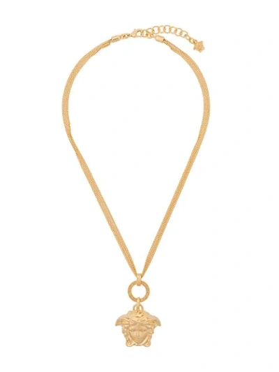 Shop Versace Medusa Pendant Necklace In Gold