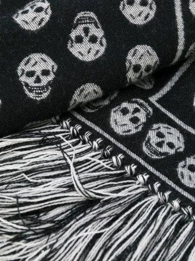 Shop Alexander Mcqueen Jacquard Skull Knitted Scarf In 1078  Black White