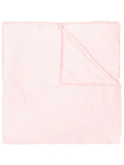 Shop Emporio Armani Frayed Logo Scarf - Pink