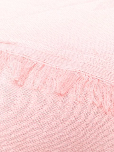 Shop Emporio Armani Frayed Logo Scarf - Pink