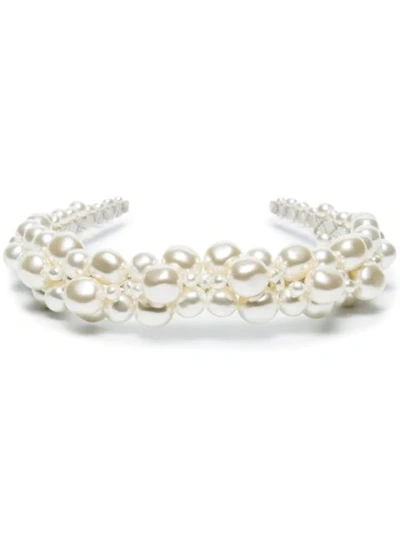 Shop Simone Rocha Pearl-embellished Headband In White