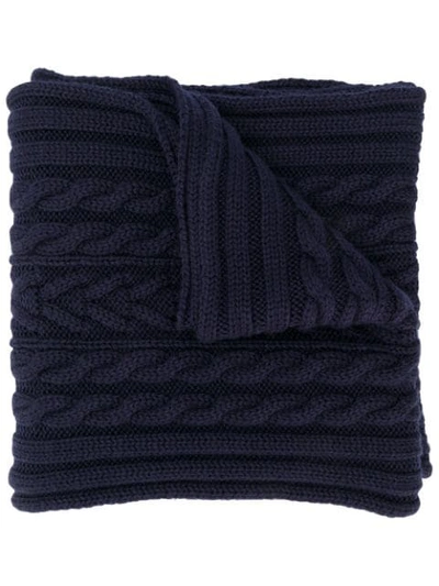 Shop Moncler Chunky Knit Scarf In Blue