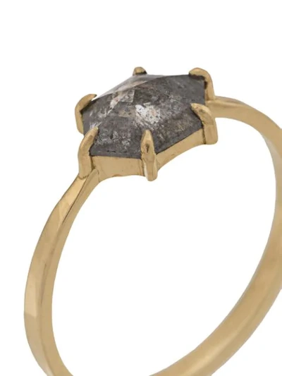Shop Niza Huang 18kt Gold Hexagon And Rose Cut Grey Pear Diamond Ring