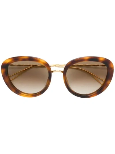Shop Elie Saab Tortoiseshell Oversized Sunglasses - Brown