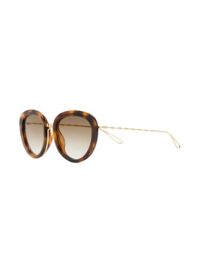 Shop Elie Saab Tortoiseshell Oversized Sunglasses - Brown