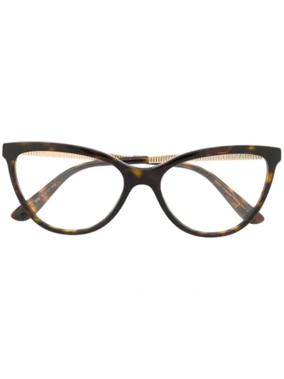Shop Dolce & Gabbana Cat-eye Frame Glasses In Braun