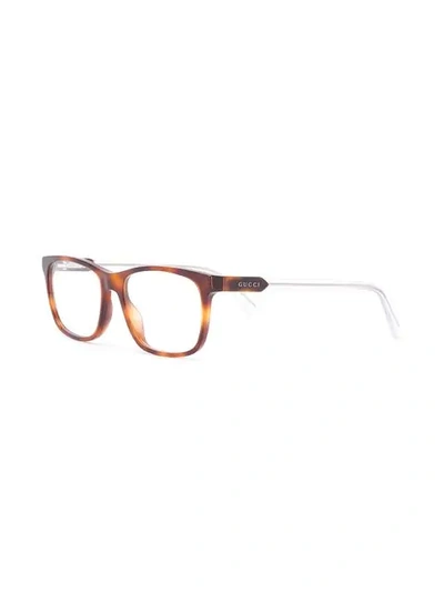 Gucci Tortoiseshell Rectangular-frame Glasses In Brown