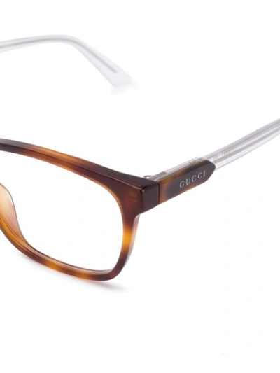 Gucci Tortoiseshell Rectangular-frame Glasses In Brown