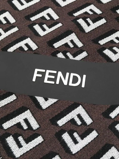 Shop Fendi Ff Motif Knitted Scarf In Brown