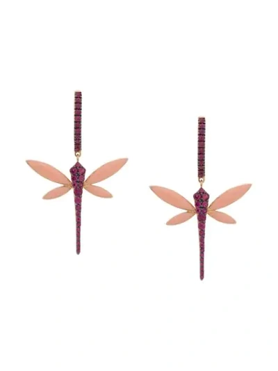 Shop Anapsara 18kt Rose Gold Dragonfly Ruby Earrings