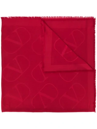 Shop Valentino Vlogo Signature Jacquard Shawl In Red