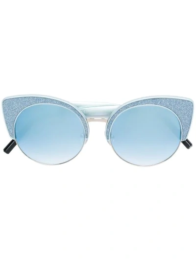 Shop Matthew Williamson Glitter Cat Eye Sunglasses In Blue