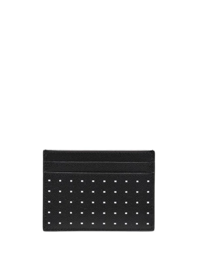 Shop Saint Laurent Polka-dot Cardholder In Black