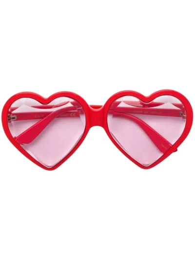 Shop Gucci Eyewear Jeweled Heart Shaped Sunglasses - Red