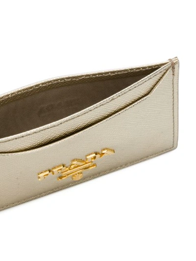Shop Prada Saffiano Leather Cardholder - Metallic