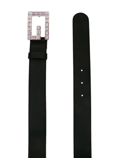Shop Gucci Crystal Embellished Belt In Black