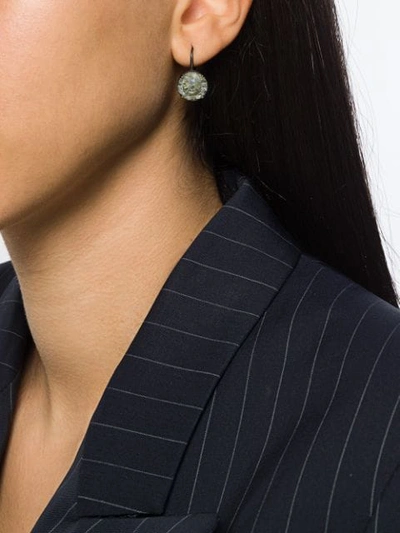 Shop Bottega Veneta Dangling Diamond Effect Earrings In Silver