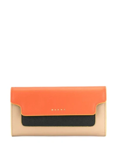 Shop Marni Colour-block Wallet In Orange
