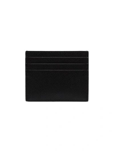 Shop Prada Saffiano Logo Cardholder In Black