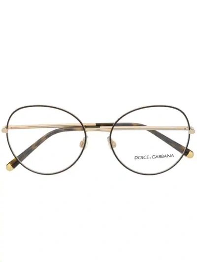 Shop Dolce & Gabbana Round Frame Glasses In Gold