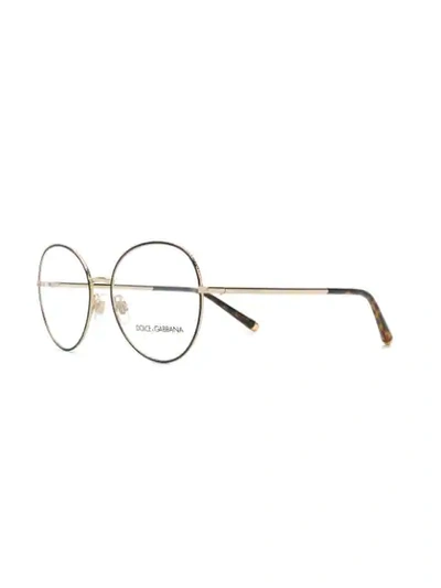 Shop Dolce & Gabbana Round Frame Glasses In Gold