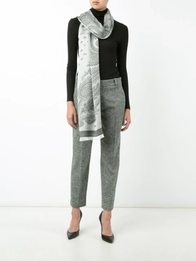 Shop Etro Mixed Pattern Scarf In Grey